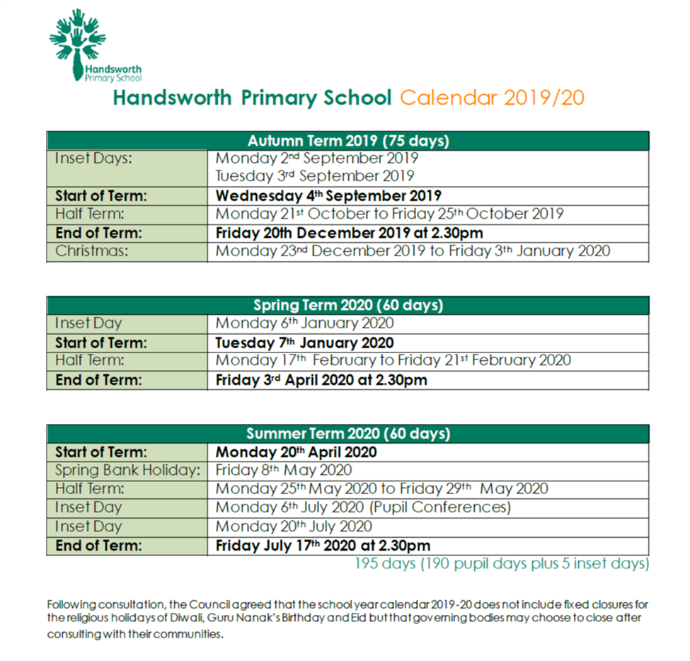 School Calendar Diary